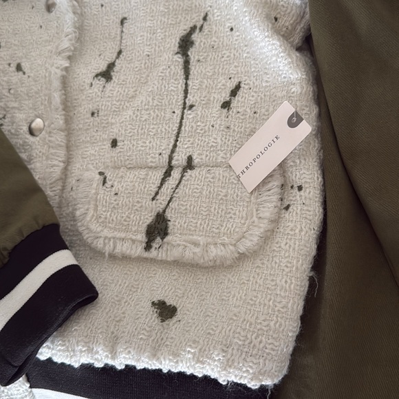 Anthropologie Paint Splatter Tweed Bomber Jacket - Picture 6 of 6
